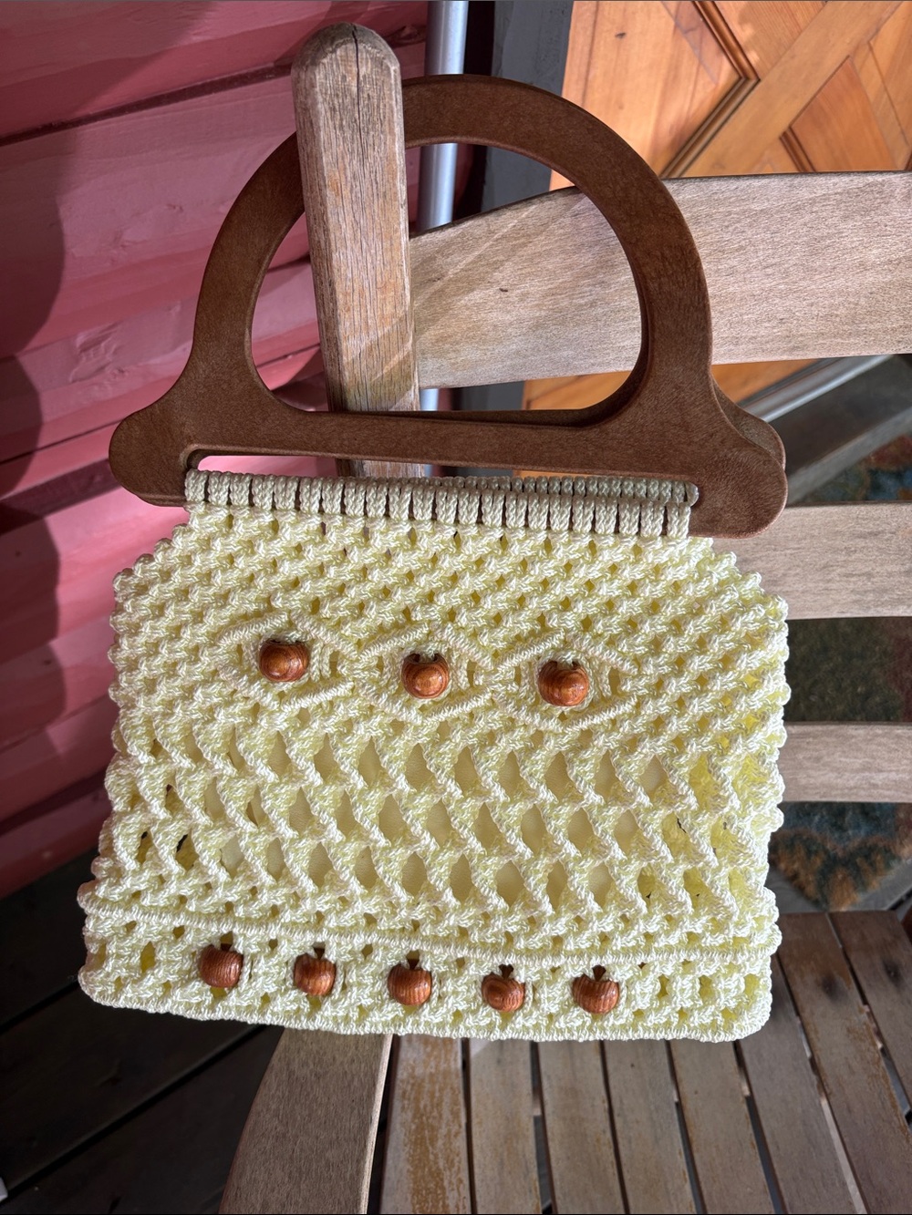 Vintage macrame purse with beads!
